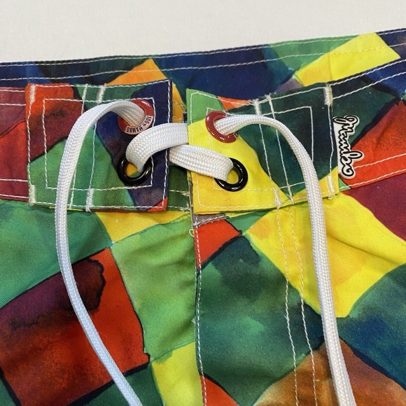 Mambo Australia Men Size M Swim Trunks Multi-Color Tiles Side Pocket NWT $48 - Picture 6 of 16